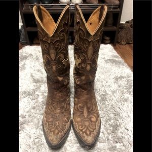 Old gringo Fleur-de-lis leopard print boots -rare!